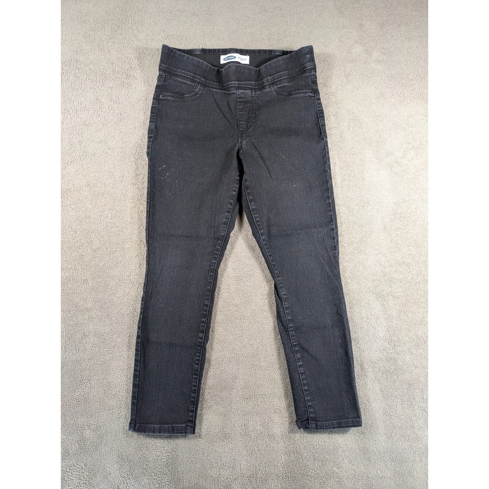Old Navy Jeans‎ Womens 10 Black Denim Cotton Super Skinny Leg Mid Rise Pull On